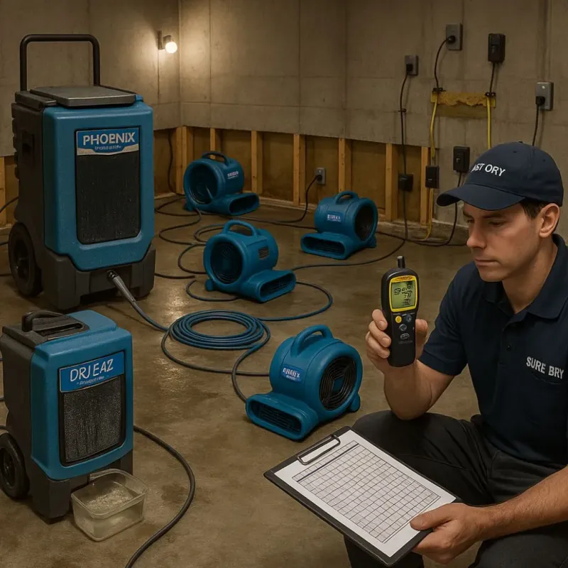 Structural Drying and Dehumidification process in Vernon, TX